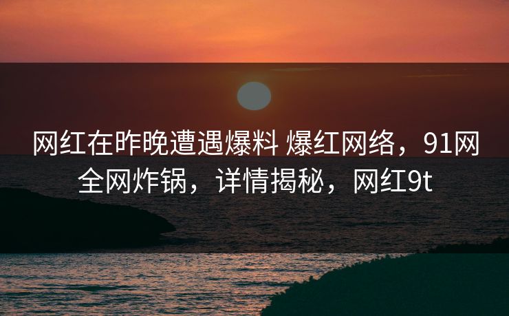 网红在昨晚遭遇爆料 爆红网络，91网全网炸锅，详情揭秘，网红9t