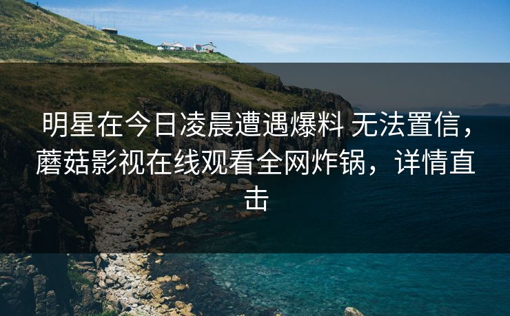 详细阅读:明星在今日凌晨遭遇爆料 无法置信,蘑菇影视在线观看全网炸锅,详情直击 明星在今日凌晨遭遇爆料 无法置信,蘑菇影视在线观看全网炸锅,详情直击