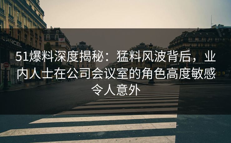 51爆料深度揭秘：猛料风波背后，业内人士在公司会议室的角色高度敏感令人意外