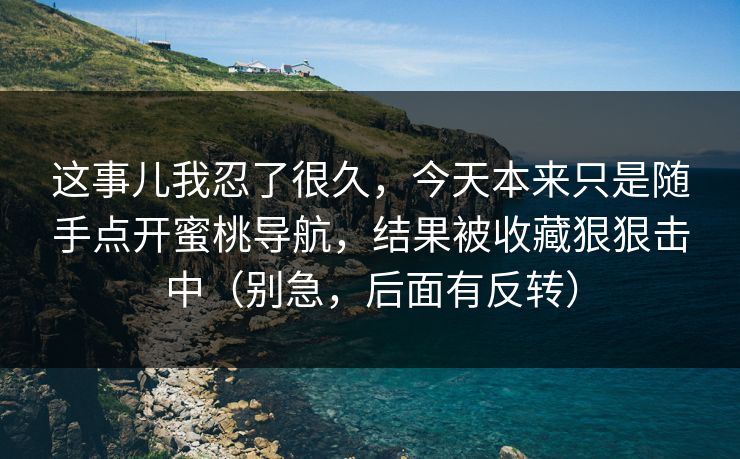 这事儿我忍了很久，今天本来只是随手点开蜜桃导航，结果被收藏狠狠击中（别急，后面有反转）